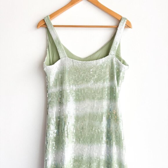 NWT Caroline Constas Dress Midi Slip in Mint Green Ombre Sequins S - Picture 8 of 8